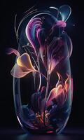 colorful floral abstract wallpaper, with black background, photo