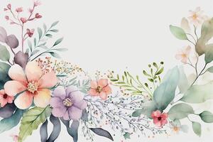 Watercolor colorful Flowers Background, . photo