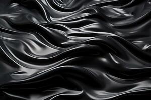 Liquid black wavy plastic texture. Wrinkle silicone sheet. photo