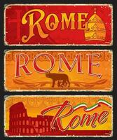 italian rome city travel stickers and plates vector