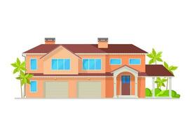 Modern two story house building with garages vector