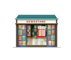 Newsstand building, newspapers kiosk or shop vector
