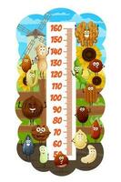 Kids height chart cartoon nuts and beans on farm vector