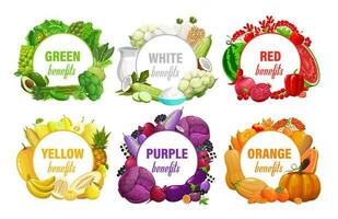 rainbow diet nutrition plates with colorful food vector