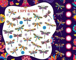 I spy count game worksheet with dragonflies vector