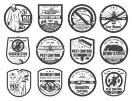 Pest control service isolated icons with insects vector