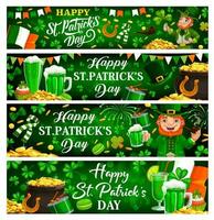 Patricks Day Irish holiday green banners vector