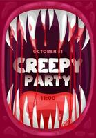 Horror vampire mouth frame, Halloween party poster vector