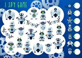 Kids game, I spy with robots, droids and drones vector