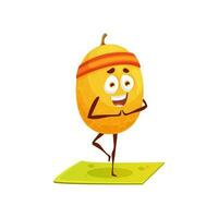 Lemon citrus cartoon character fitness yoga sport vector