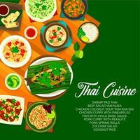 Thai cuisine menu cover, Thailand food poster vector