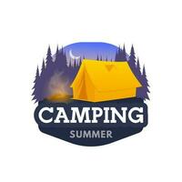 Camping tent, hiking or trekking tourism club icon vector