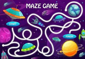 Labyrinth maze game space planets and shuttles vector