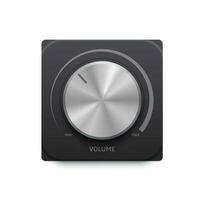 Metallic music sound round knob button, volume vector