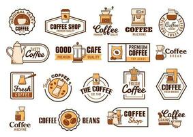 Coffee cups line icons, coffee machine, espresso vector