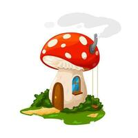 Dwarf house of mushroom, fairy gnome elf dwelling vector