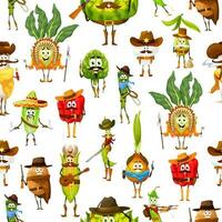 Cartoon cowboys vegetables on seamless pattern vector