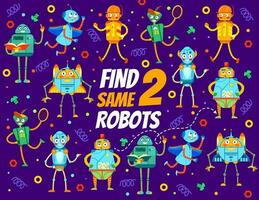 Mechanic robots and droids on find two same game vector