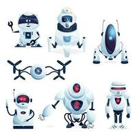 Alien life robots, future drones and android toys vector