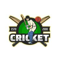 Cricket club, sport league player, championship vector