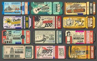 Entradas de museo, zoo, música concierto. Cuba viaje vector