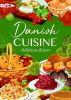 Danish cuisine food menu dishes and meals vector