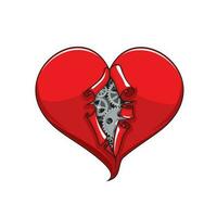 Heart with mechanical gears and cogwheels inside vector