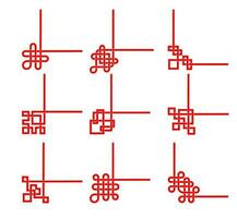 chino rojo marcos rincones y divisores con nudos vector