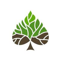 Tree icon with leaf shape, green eco and nature vector