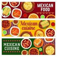 Mexican cuisine cartoon vector banners