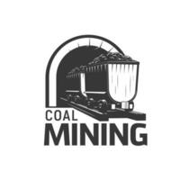 Coal mining trolley, mine factory heavy industry vector