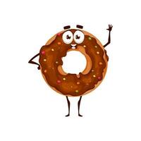 Chocolate donut dessert cartoon funny character vector