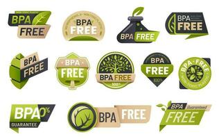 BPA free icons, food plastic without bisphenol vector