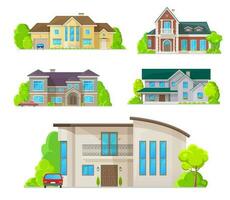 Houses, home buildings architecture, real estate vector