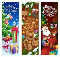 Navidad regalos, Papa Noel regalos, Navidad árbol pancartas vector