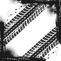 Car tire dirty marks grunge frame or background vector