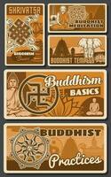 Buddhism posters, religion, Zen Buddha temples vector