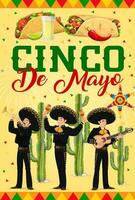 Cinco de Mayo vector poster with Mariachi band