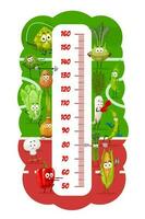 Kids height chart with funny vegetables on fitness vector