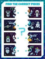 Find a piece of robot kids game. Match the halves vector