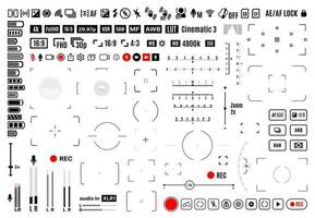 Video and photo camera viewfinder display signs vector