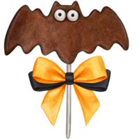 watercolor hand drawn bat shaped lollipop png