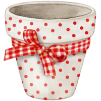 Watercolor hand drawn decorated garden pot png