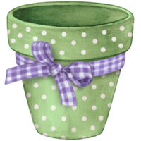 Watercolor hand drawn decorated garden pot png