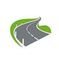 Paved curve road or highway with fencing icon vector