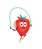 Cartoon human heart character personage jumping vector