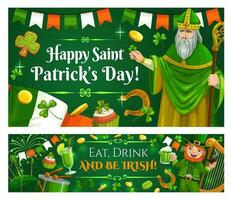 Happy Saint Patrick day, Irish flag and shamrock vector