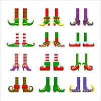 Cartoon elves legs vector icons set, feet, stoking