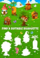 Find a suitable silhouette of fairy house on field vector