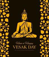 Buddha with bodhi tree leaves, Vesak Day holiday vector